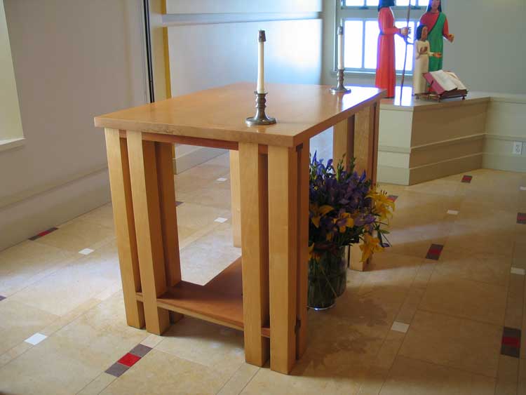 Custom maple altar, Church of the Nativity Wedding Chapel, Rancho Santa Fe, CA