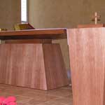 Custom mahogany altar and font, Emmanuel Lutheran, Tempe, AZ