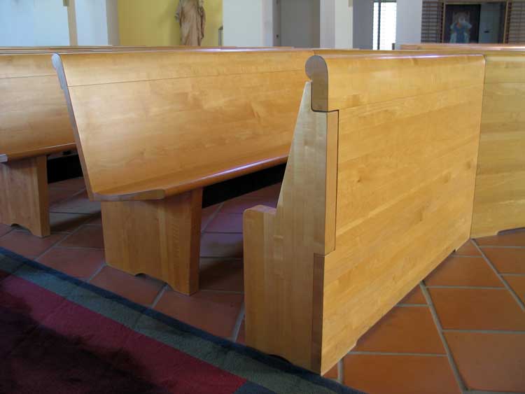 Custom maple pews, Church of the Nativity, Rancho Santa Fe, CA